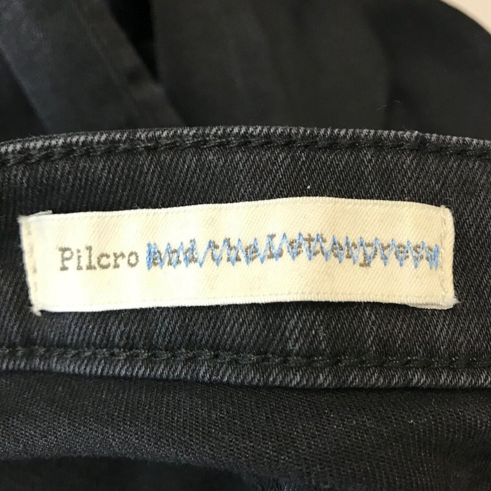 Pilcro & The Letterpress Women's Black Studded Flared Hem Cropped Jeans Size 26 - Picture 9 of 11